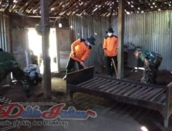 Peduli Terhadap Sesama, Danramil 11/Manyaran Pimpin Anggota Bersama Warga Bersihan Rumah Lansia