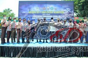 Hadiri Serbuan Vaksin Maritim Bersama Pangkoarmada II, Kapolres Bangkalan Optimis Target Vaksin Akan Segera Tercapai