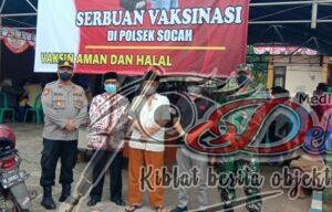Lawan Covid-19, Polsek Socah Kolaborasi Dengan Muspika Gelar Vaksinasi Target Kuota 400 Orang