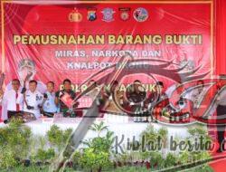 Polres Nganjuk Musnahkan Barang Bukti Sitaan Narkoba, Miras dan Knalpot Brong
