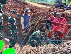 Peletakan Batu Pertama Oleh Danramil 14/Jatisrono Tandai Pembangunan Talud Dimulai