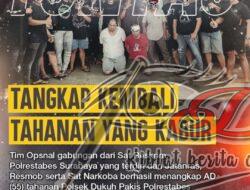 Polisi Tangkap Tahanan Kabur Polsek Dukuh Pakis Saat Nyabu Bersama Temanya