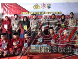 Polwan Polres Mojokerto Kota Dukung Pendidikan Anak Bangsa, Puluhan Al – Quran Dibagikan