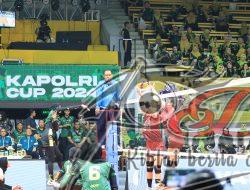 Tim Voli Putra Putri Polda Jatim Raih Kemenangan Perdana Kapolri Cup 2024 di Gresik