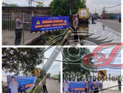 Jelang Nataru, Polres Pelabuhan Tanjung perak Pasang Rambu di Jalur Black Spot