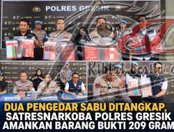 Dua Pengedar Sabu Ditangkap, Satresnarkoba Polres Gresik Amankan Barang Bukti 209 Gram