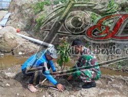 Hijaukan Lereng Sungai, Babinsa Mliwis Bersama Warga Tanam Pohon Demi Cegah Banjir dan Longsor