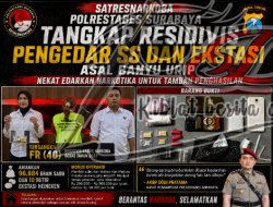 Satresnarkoba Polrestabes Surabaya Tangkap Residivis Pengedar SS dan Ekstasi Asal Banyu Urip